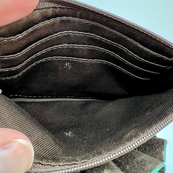 ILI New York Leather Wristlet Wallet Clutch Dark Brown Plum Rosette - Picture 7 of 9